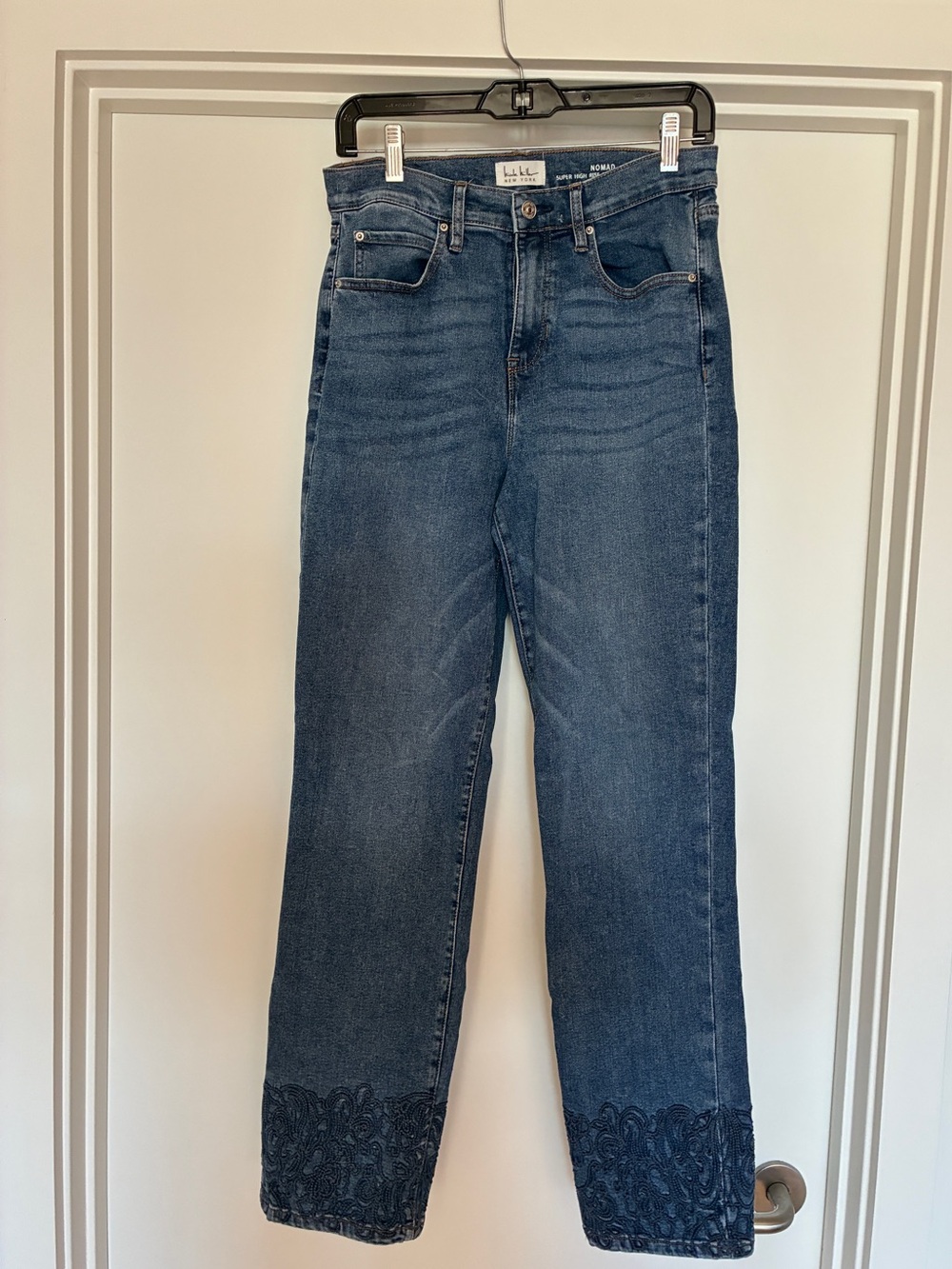 Nicole Miller Nomad Super High Rise Jeans with Embroidered Hem
